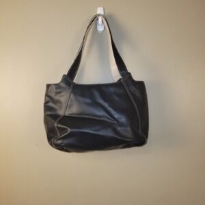Mary Kay Black Faux Leather Shoulder‎ Tote Bag Large Minimalist Classic Everyday